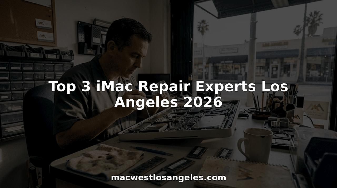 Technician repairing iMac at Los Angeles workshop
