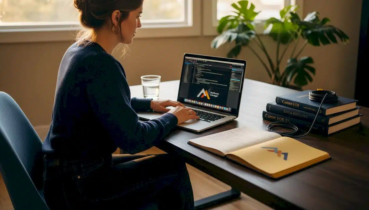 1778304646812_image Woman troubleshooting MacBook at home desk