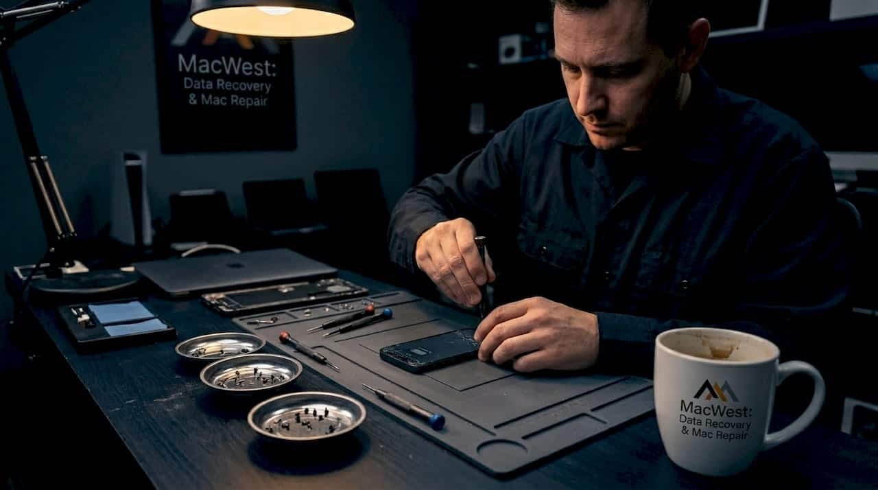 1779000141016_Technician-removing-iPhone-screen-at-workbench Technician removing iPhone screen at workbench