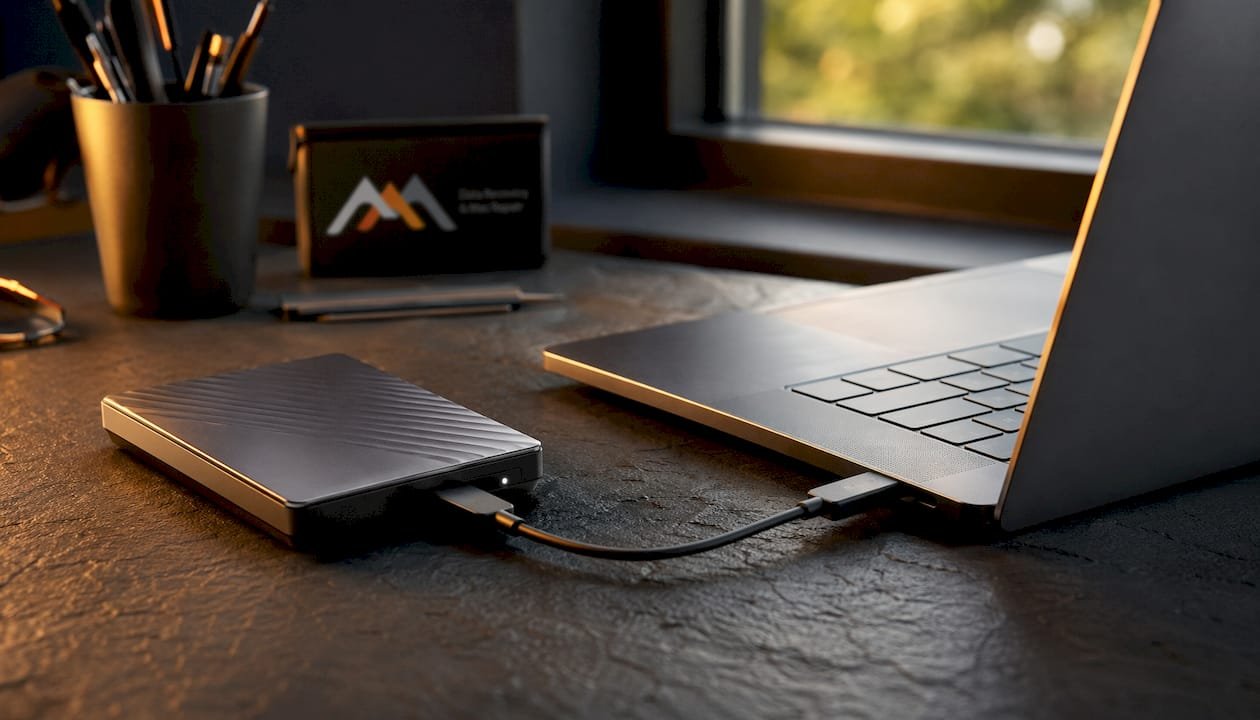 1784262917776_Close-up-of-external-hard-drive-connected-to-MacBook Close-up of external hard drive connected to MacBook