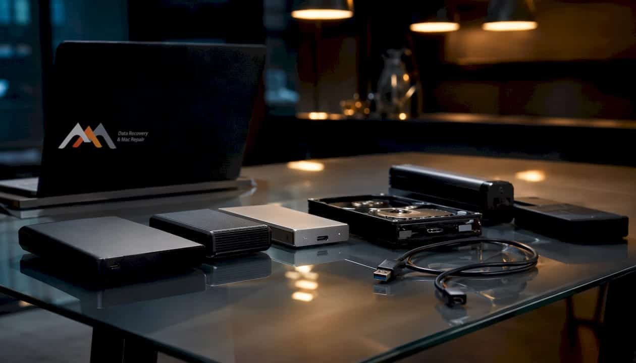 Close-up external hard drives for data recovery