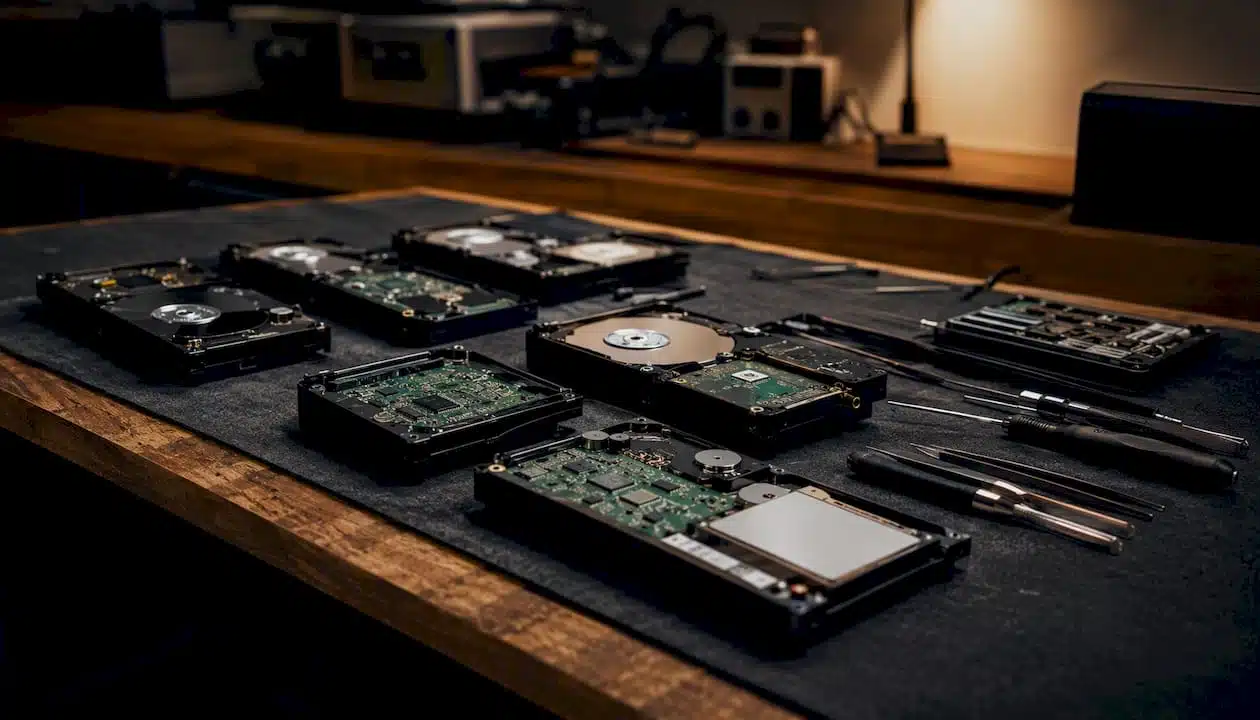 1785918447010_Open-external-hard-drives-on-repair-bench Open external hard drives on repair bench