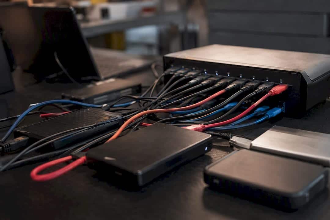 External hard drives connected for data recovery