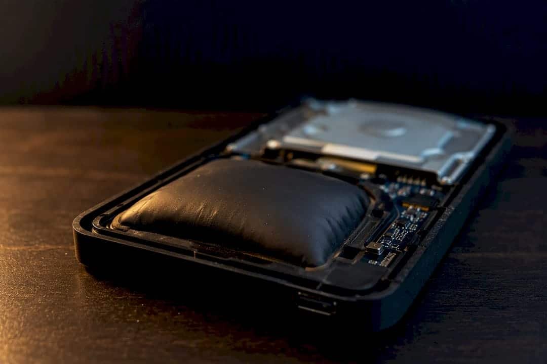 Swollen battery inside external drive casing