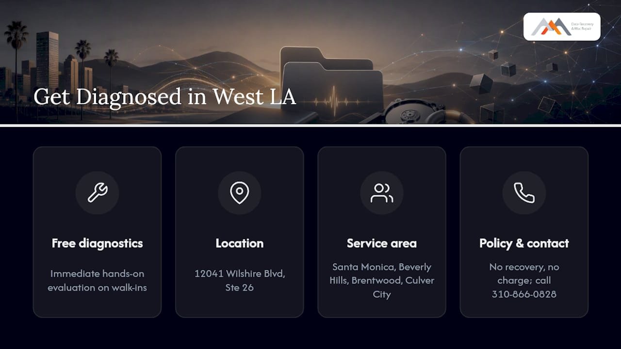 Save Your Files: 6 Step Mac Blinking Folder Fix for West LA 4 Get Your Mac Diagnosed Today in West LA — overview diagram