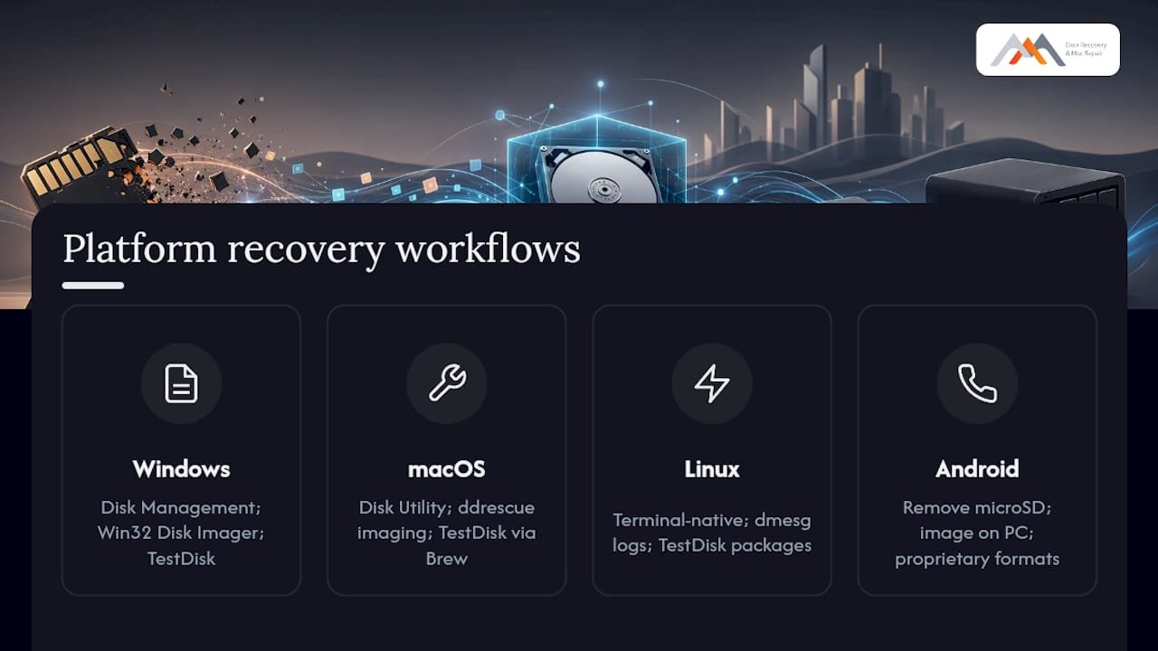 SD recovery workflows across four platforms