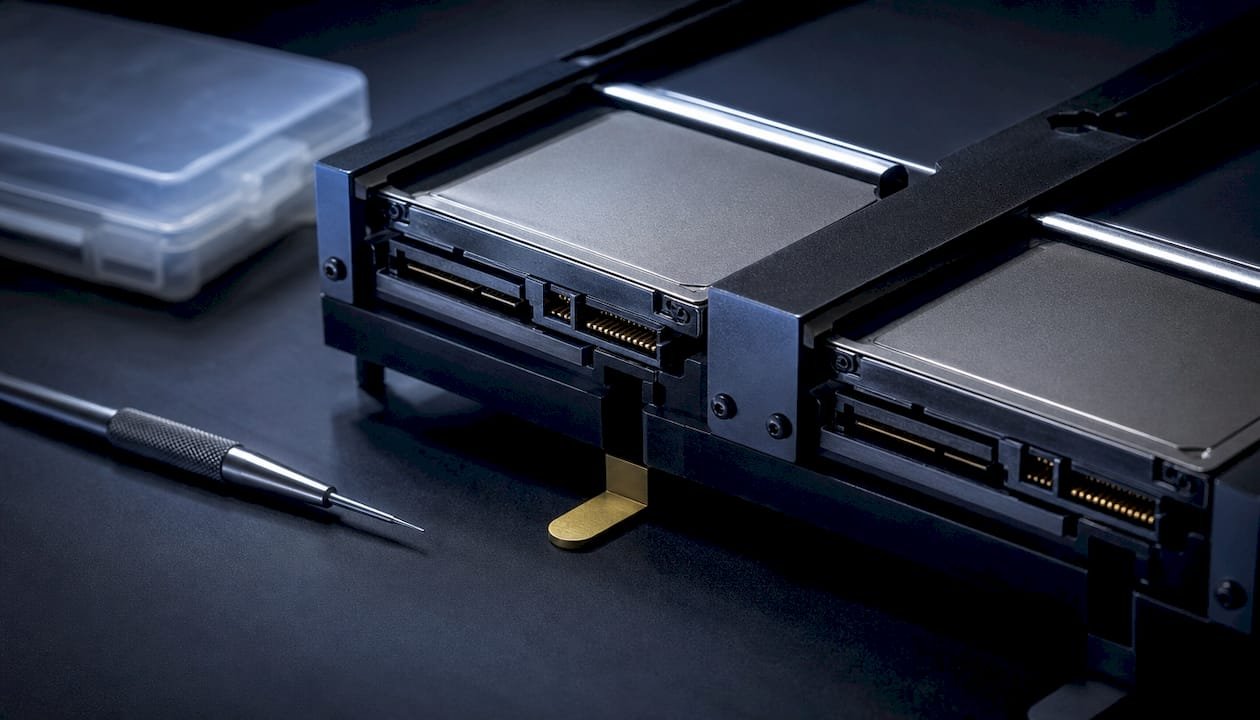 RAID drives in a recovery imaging cradle