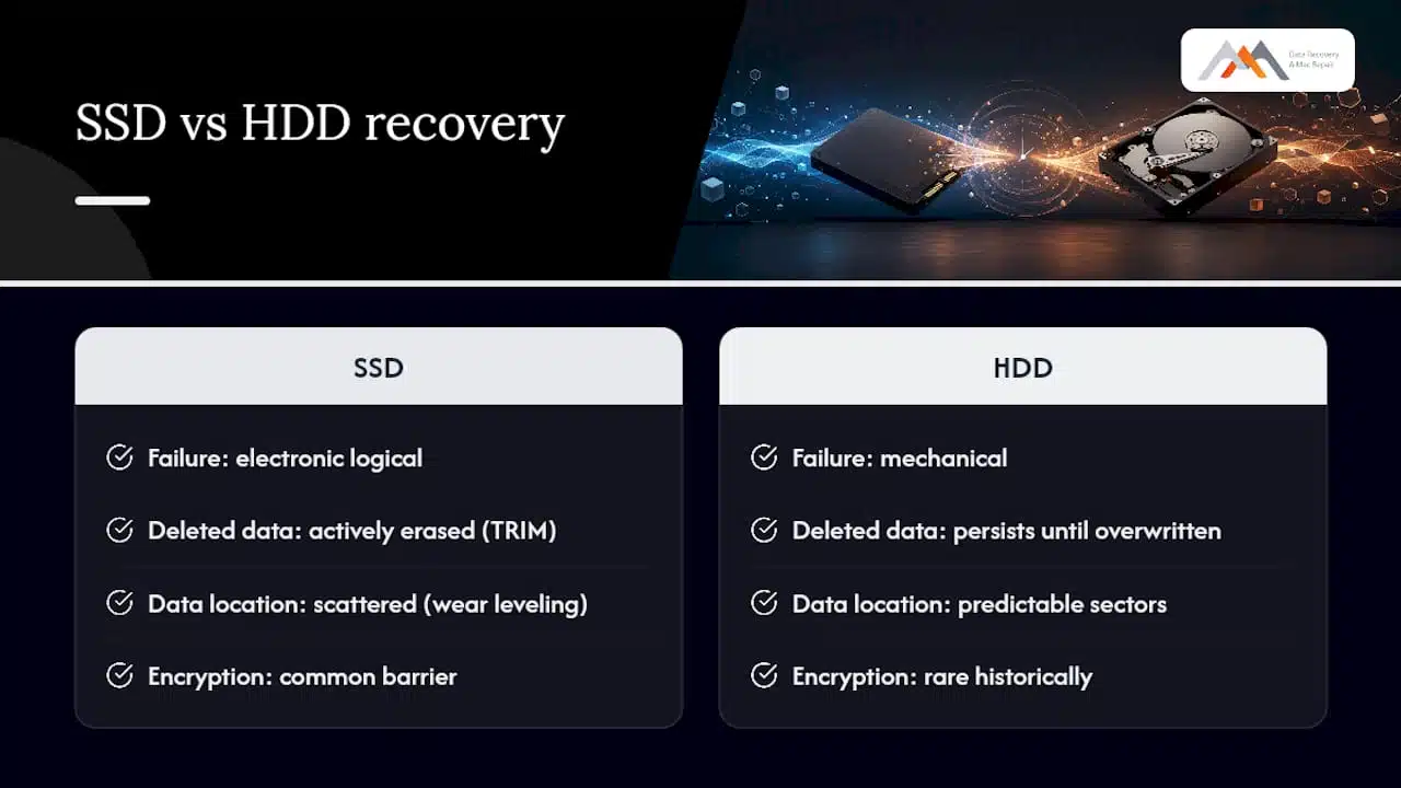 SSD and HDD recovery comparison