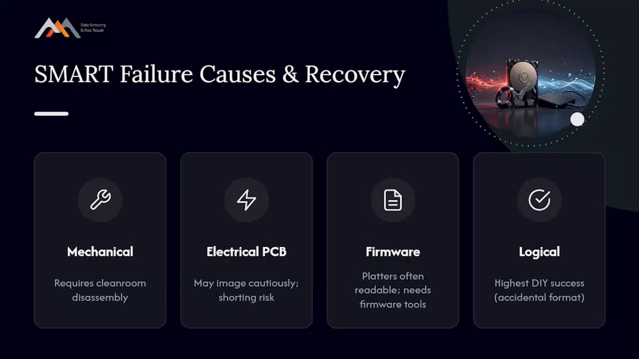 Four SMART failure causes and recovery paths
