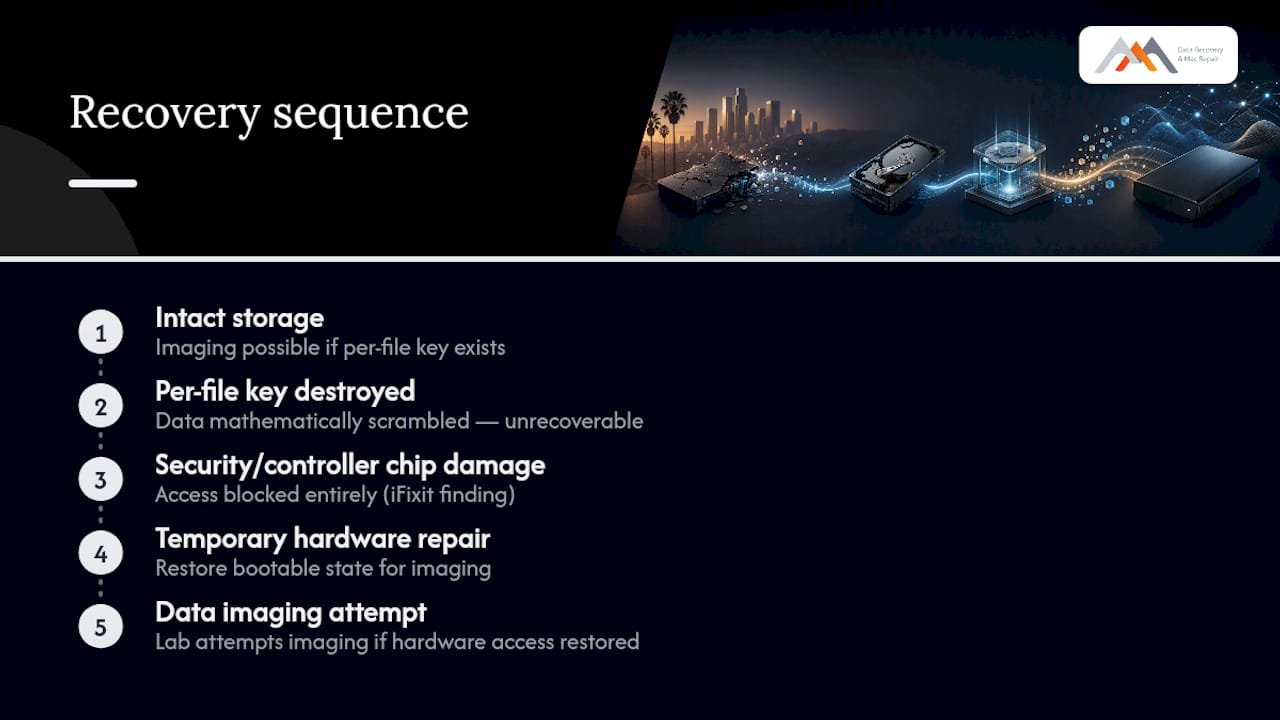 Apple Store Won't Recover Data: When to Call a Los Angeles Lab 3 Security chip damage recovery pathway