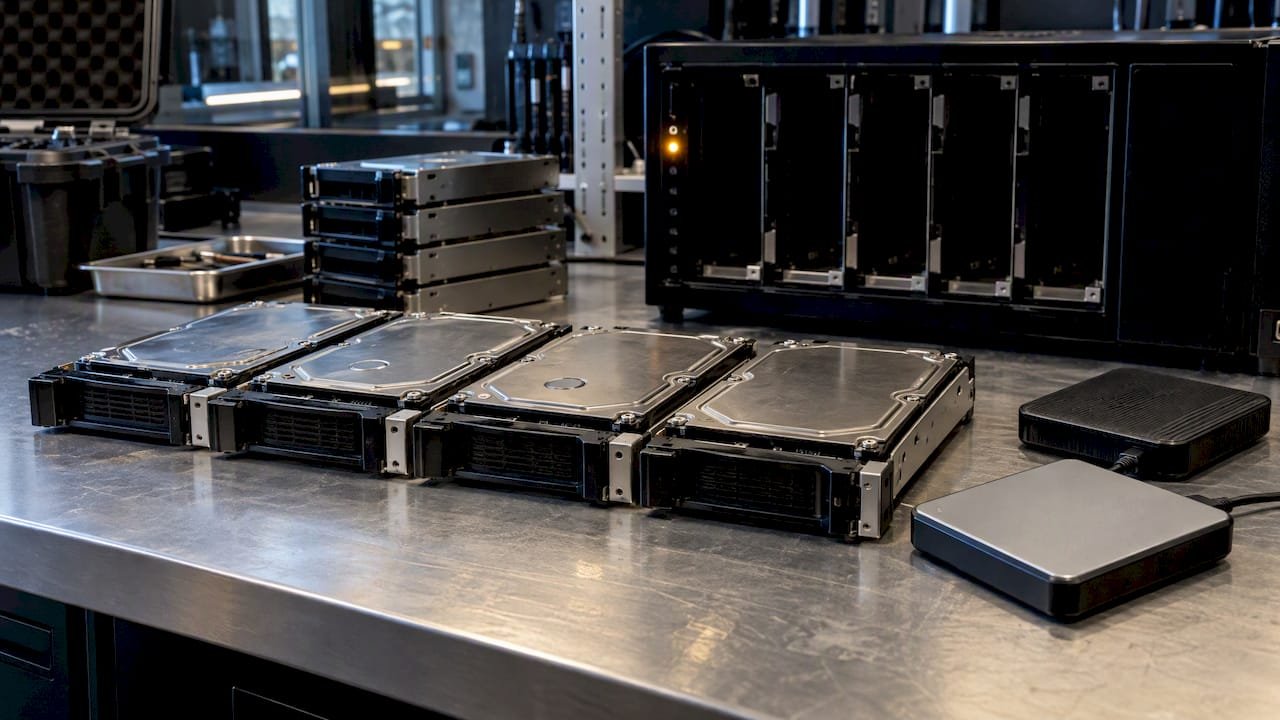 RAID drives prepared for APFS data recovery