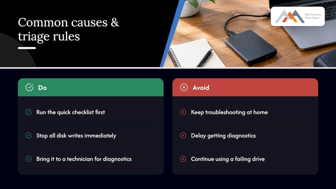 6 Checks to Fix MagSafe Not Charging, Free Diagnostics in West LA 4 Patterns we see and quick triage rules — overview diagram