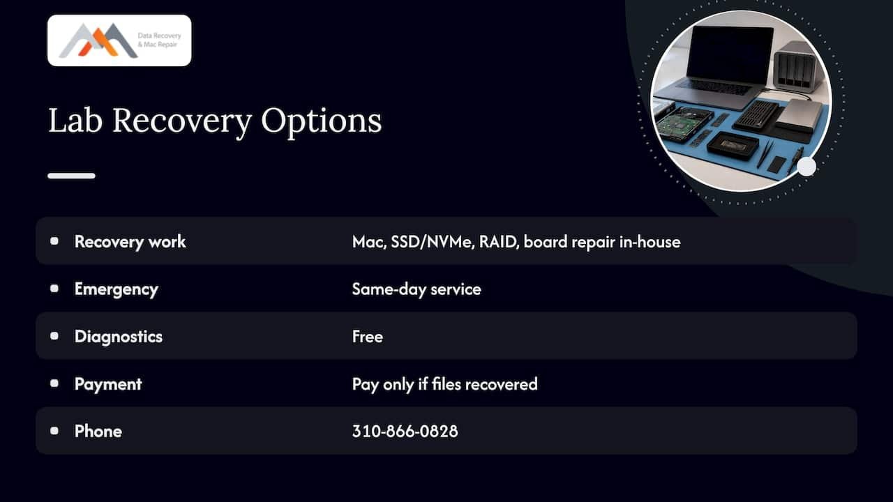 Recover Deleted Mac Files in West LA: Stop Writes Before TRIM 3 Start a Recovery Case With Our Lab — overview diagram