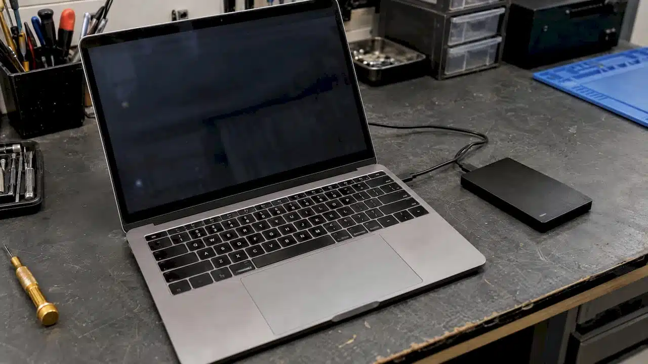 1791951169867_Dim-MacBook-beside-an-external-hard-drive Dim MacBook beside an external hard drive