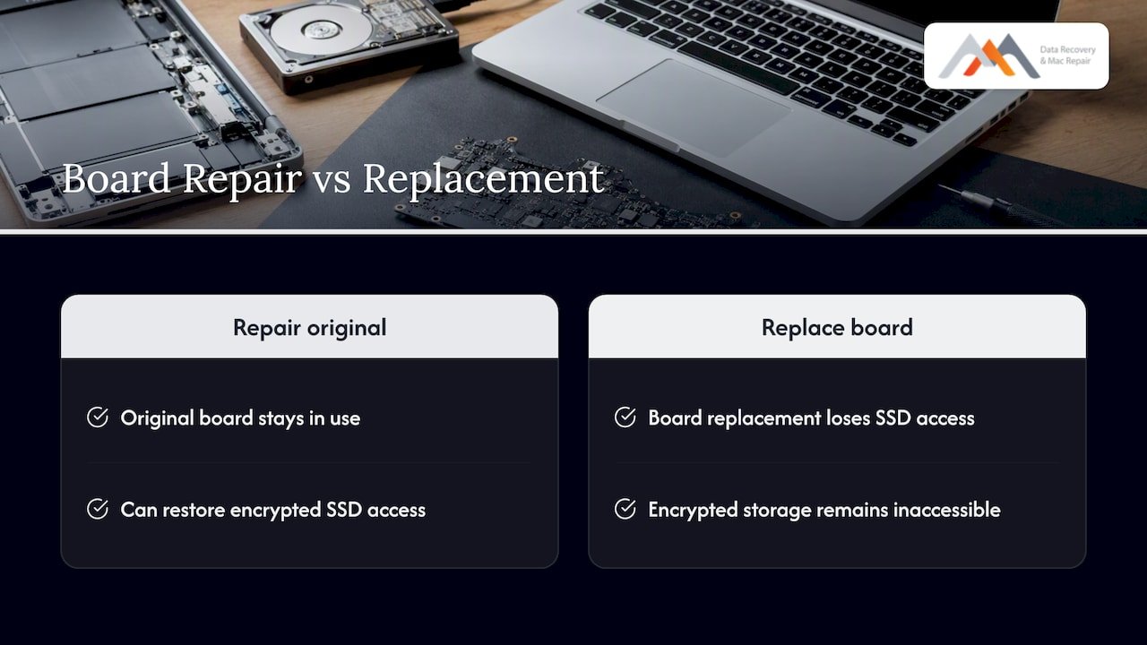 MacBook Power Button Failure: Causes, Fixes and Data Safety 4 Original board unlocks encrypted SSD data
